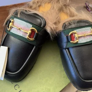 Gucci, sabot slip-on pantofole in pelle nera Misua 44,5  IT o 10 UK