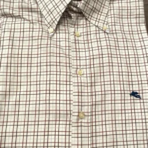 Etro Milano, camicia a maniche lunghe in caldo cotone A quadri bordeaux Taglia 45