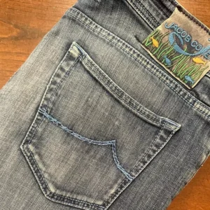 Jacob Cohen, blue jeans in denim di cotone + elastan Colore blu délavé Taglia W38