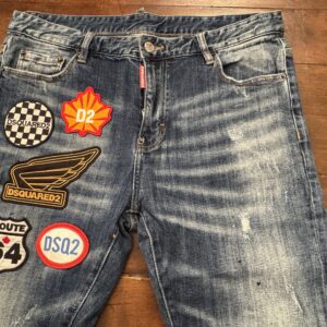 Dsquared2 blue jeans in denim di cotone Modello Bikers Colore blu Taglia W36