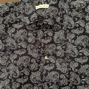 Etro Milano, camicia in cotone a maniche lunghe Colore blu scuro con disegni paisley Taglia 43 IT