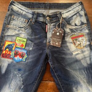 Dsquared2, blue jeans bikers in denim di cotone+elastan Colore blu Taglia 42 IT