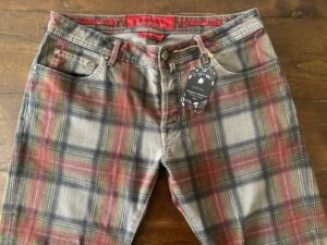 Jacob Cohen in denim di cotone+elastan Colore tartan a fondo rosso e beige Taglia W34 - immagine 3