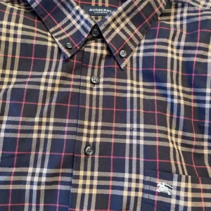 Burberry, camicia in cotone a maniche lunghe Fantasia blu Taglia 2XL