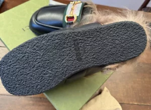 Gucci, sabot slip-on pantofole in pelle nera Misua 44,5  IT o 10 UK - immagine 4