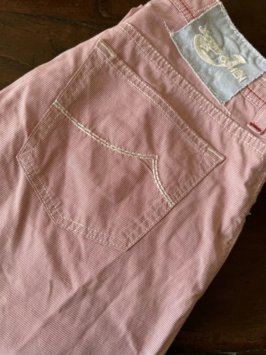 Jacob Cohen pantaloni in cotone+elastan A quadri bianchi e rosa Taglia W34