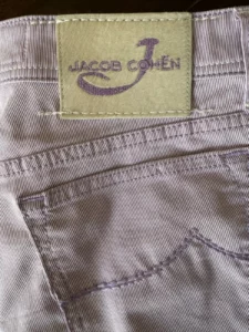 Jacob Cohen pantaloni in cotone+elastan A righe bianche e lilla  Taglia W35 - immagine 2