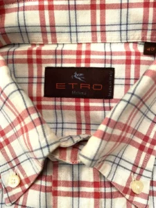 Etro Milano, camicia a maniche lunghe in caldo cotone A quadri  Taglia 43 - immagine 2