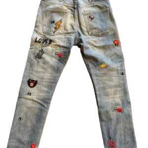 Gucci unisex blue jeans in denim di cotone+elastan Colore blu délavé Taglia W31
