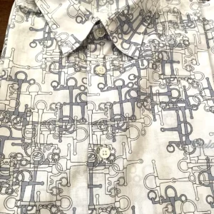 Hermés, camicia in cotone egiziano a maniche lunghe Fantasia grigio Taglia 44