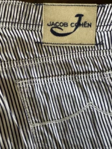 Jacob Cohen pantalone in puro cotone A righe bianche e blu Taglia W36 - immagine 2