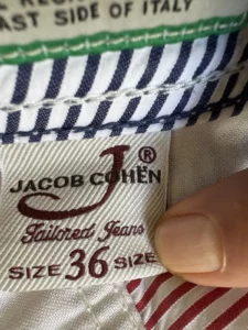 Jacob Cohen pantalone in puro cotone A righe bianche e blu Taglia W36 - immagine 12