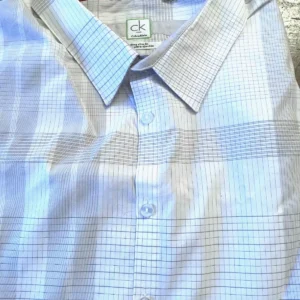 Calvin Klein, camicia in cotone a maniche lunghe Fondo azzurro Taglia 2XL