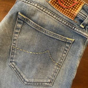 Jacob Cohen blue jeans in denim di cotone + elastan Colore blu délavé Taglia W36