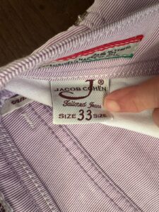 Jacob Cohen pantaloni in cotone + elastan A righe bianche e malva Taglia W33 - immagine 8