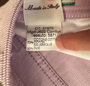 Jacob Cohen pantaloni in cotone + elastan A righe bianche e malva Taglia W33 - immagine 7