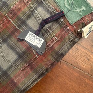 Jacob Cohen Academy pantaloni in cotone+elastan Tartan a fondo verde/bordeaux Taglia W33