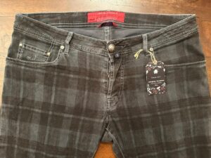 Jacob Cohen pantaloni in caldo cotone+elastan Tartan a fondo grigio Taglia W36 - immagine 2