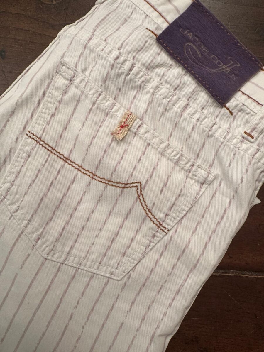Jacob Cohen pantaloni in cotone A righe bianche e malva Taglia W33