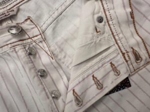 Jacob Cohen pantaloni in cotone A righe bianche e malva Taglia W33 - immagine 3
