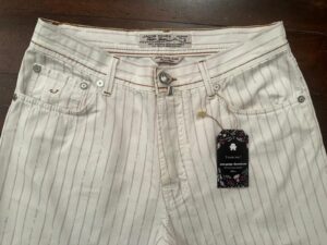 Jacob Cohen pantaloni in cotone A righe bianche e malva Taglia W33 - immagine 2