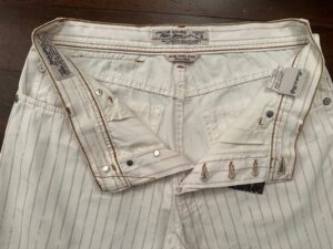 Jacob Cohen pantaloni in cotone A righe bianche e malva Taglia W33 - immagine 4