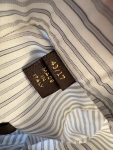 Louis Vuitton, camicia in cotone a a maniche lunghe Bianca con righe grigie Taglia 43 - immagine 4