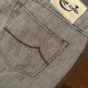 Jacob Cohen pantaloni in puro LINO Colore pied-de-poule marrone Taglia W34