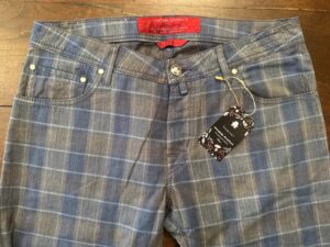 Jacob Cohen pantaloni in caldo cotone Tartan a fondo azzurro/marrone W34 - immagine 2