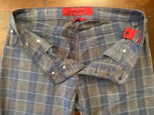 Jacob Cohen pantaloni in caldo cotone Tartan a fondo azzurro/marrone W34 - immagine 4