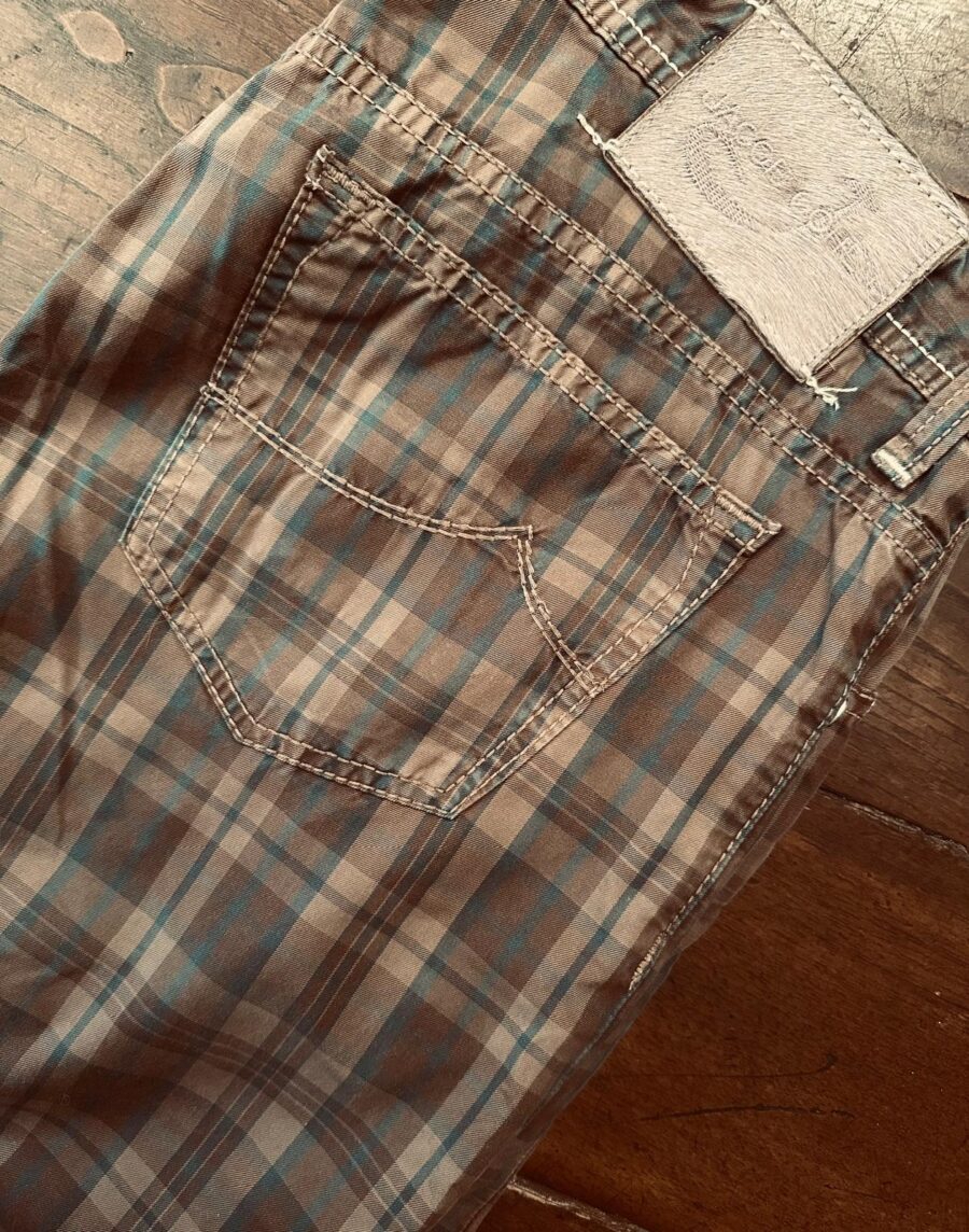 Jacob Cohen pantaloni in cotone Tartan a fondo marrone W34