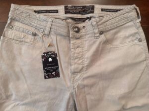 Jacob Cohen pantaloni in cotone+elastan A righe sottili beige Taglia W34 - immagine 2