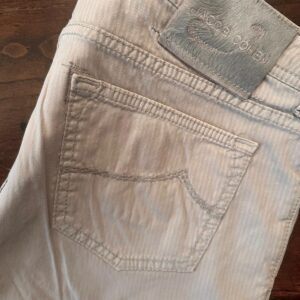 Jacob Cohen pantaloni in cotone+elastan A righe sottili beige Taglia W34