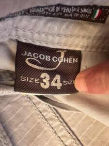 Jacob Cohen pantaloni in cotone+elastan A righe sottili beige Taglia W34 - immagine 7