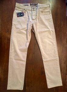 Jacob Cohen pantaloni in cotone+elastan A righe sottili beige Taglia W34 - immagine 5