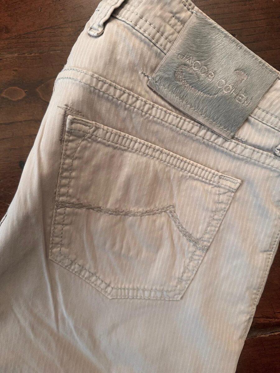 Jacob Cohen pantaloni in cotone+elastan A righe sottili beige Taglia W34