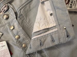 Jacob Cohen, pantaloni in cotone + elastan A righe bianche e blu Taglia W34 - immagine 3