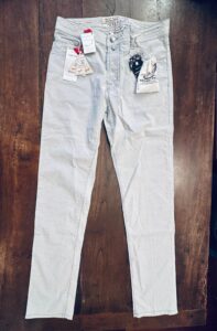 Jacob Cohen, pantaloni in cotone + elastan A righe bianche e blu Taglia W34 - immagine 7