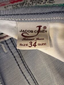 Jacob Cohen, pantaloni in cotone+elastan A righe azzurre e bianche Taglia W34 - immagine 9