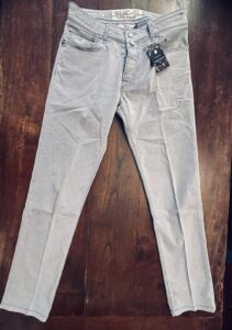 Jacob Cohen, pantaloni in cotone+elastan A righe azzurre e bianche Taglia W34 - immagine 7