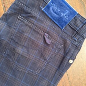 Jacob Cohen, pantaloni in puro cotone Colore tartan a fondo blu Taglia W36