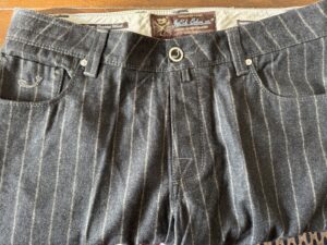 Jacob Cohen, pantaloni in pura lana Gessato nero con riga grigia Taglia W36 - immagine 4