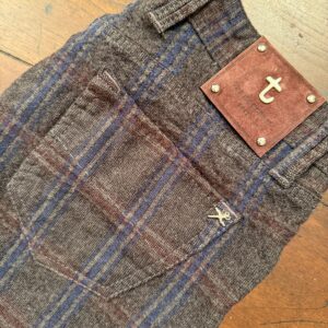 Tramarossa pantalone in lana+elastan A quadri su fondo marrone Taglia W33