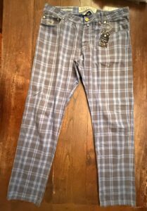 Jacob Cohen pantaloni in puro cotone Tartan a fondo azzurro Taglia W37 - Nuovi ! - immagine 5