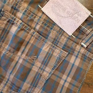 Jacob Cohen pantaloni in puro cotone Tartan a fondo marrone Taglia W36